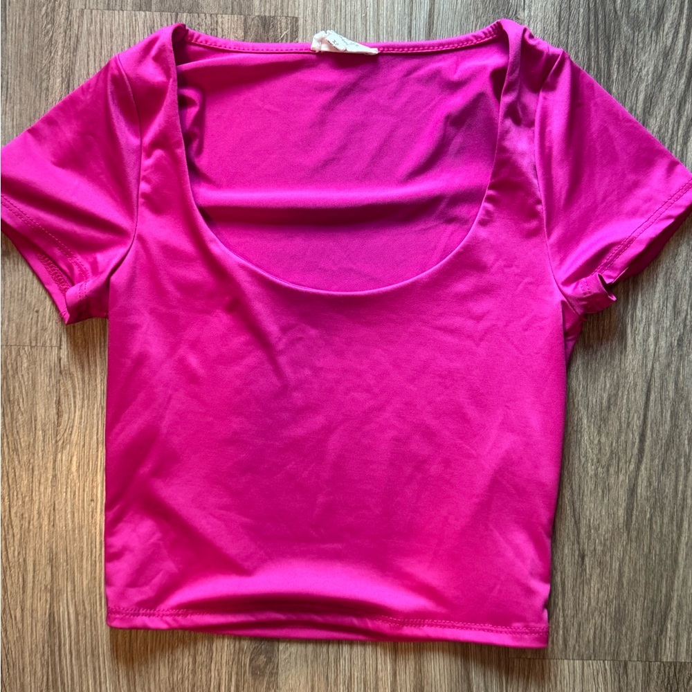 Live in the moment Hot Pink Square Neck Crop Top XS Barbiecore